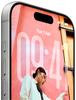 iPhone 17 Pro, front exterior, demonstrating the iOS 26 lock screen, Dynamic Island at top, Action button, volume buttons