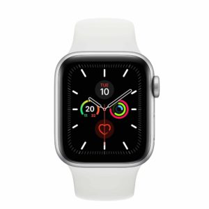 Apple Watch Series 5 Silver Aluminium Case with White Sport Band