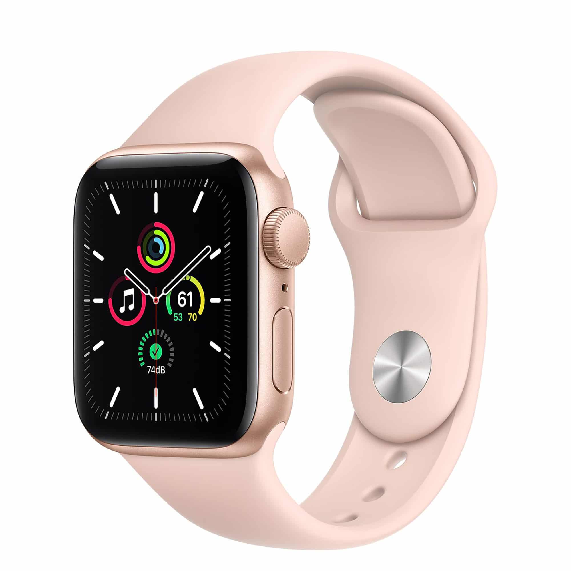 Apple Watch SE Gold Aluminium  charge  considering Pink Sand Sport  