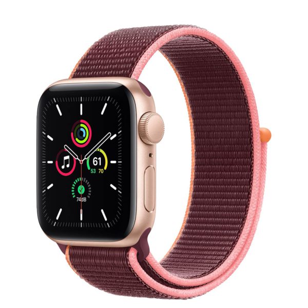 Apple Watch SE Gold Aluminium Case with Plum Sport Loop