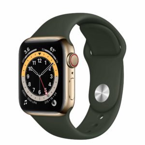 Apple Watch Series 6 Gold Stainless Steel Case with Cyprus Green Sport Band