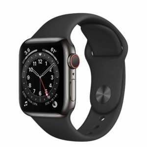 Apple Watch Series 6 Graphite Stainless Steel Case with Black Sport Band