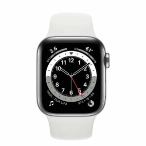Apple Watch Series 6 Silver Stainless Steel Case with White Sport Band