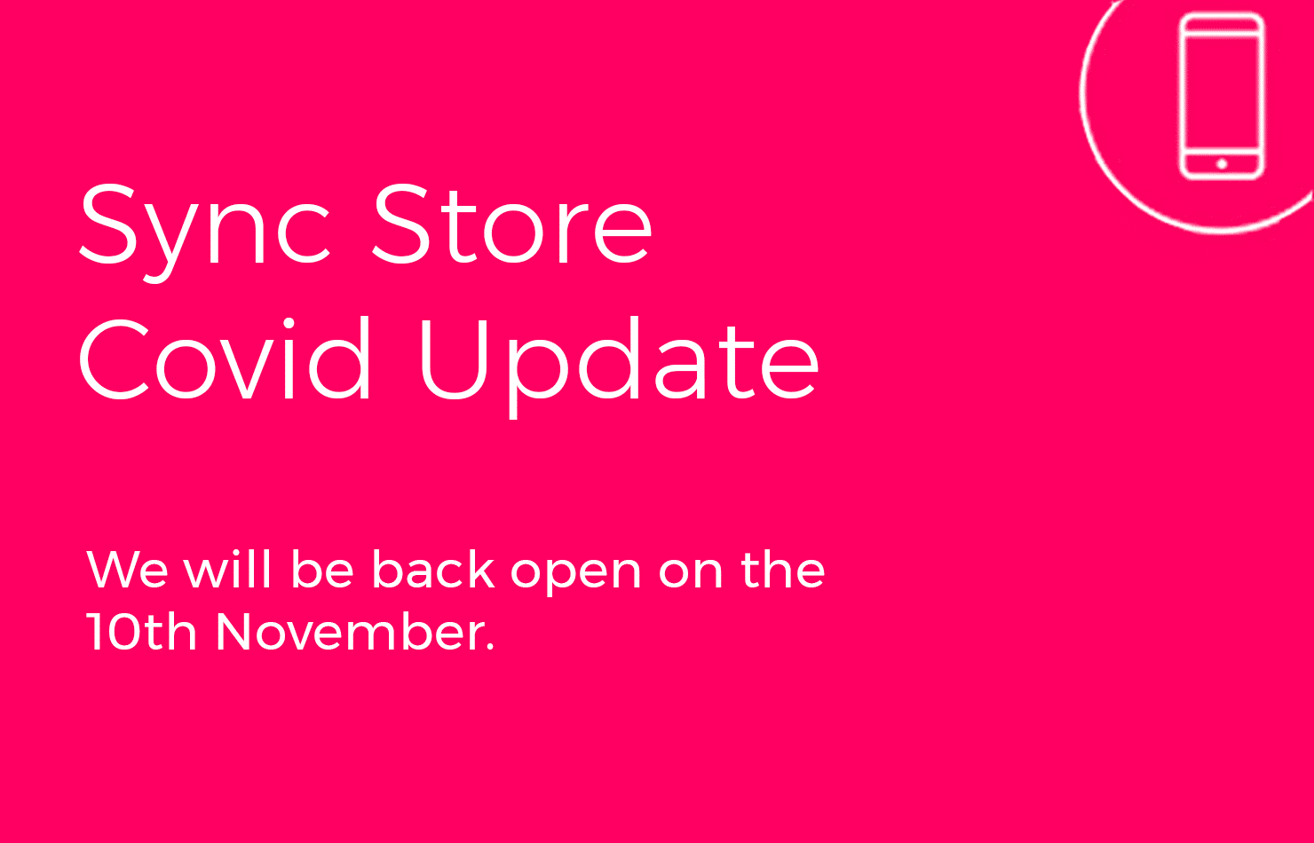 November Lockdown Update, Sync