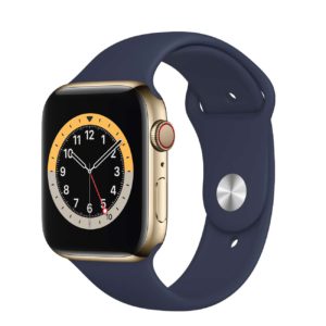 Apple Watch Series 6 GPS + Cellular with Gold Stainless Steel Case and Deep Navy Sport Band