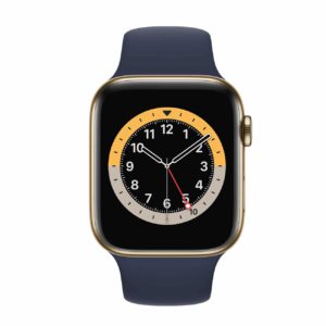 Apple Watch Series 6 GPS + Cellular with Gold Stainless Steel Case and Deep Navy Sport Band