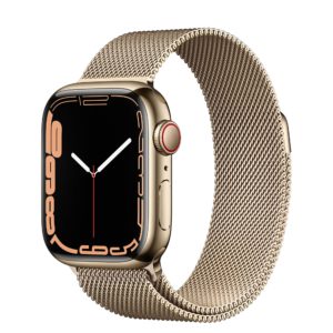 Apple Watch Series 7 GPS + Cellular with Gold Stainless Steel Case and Gold Milanese Loop