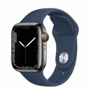 Apple Watch Series 7 GPS + Cellular with Graphite Stainless Steel Case and Abyss Blue Sport Band