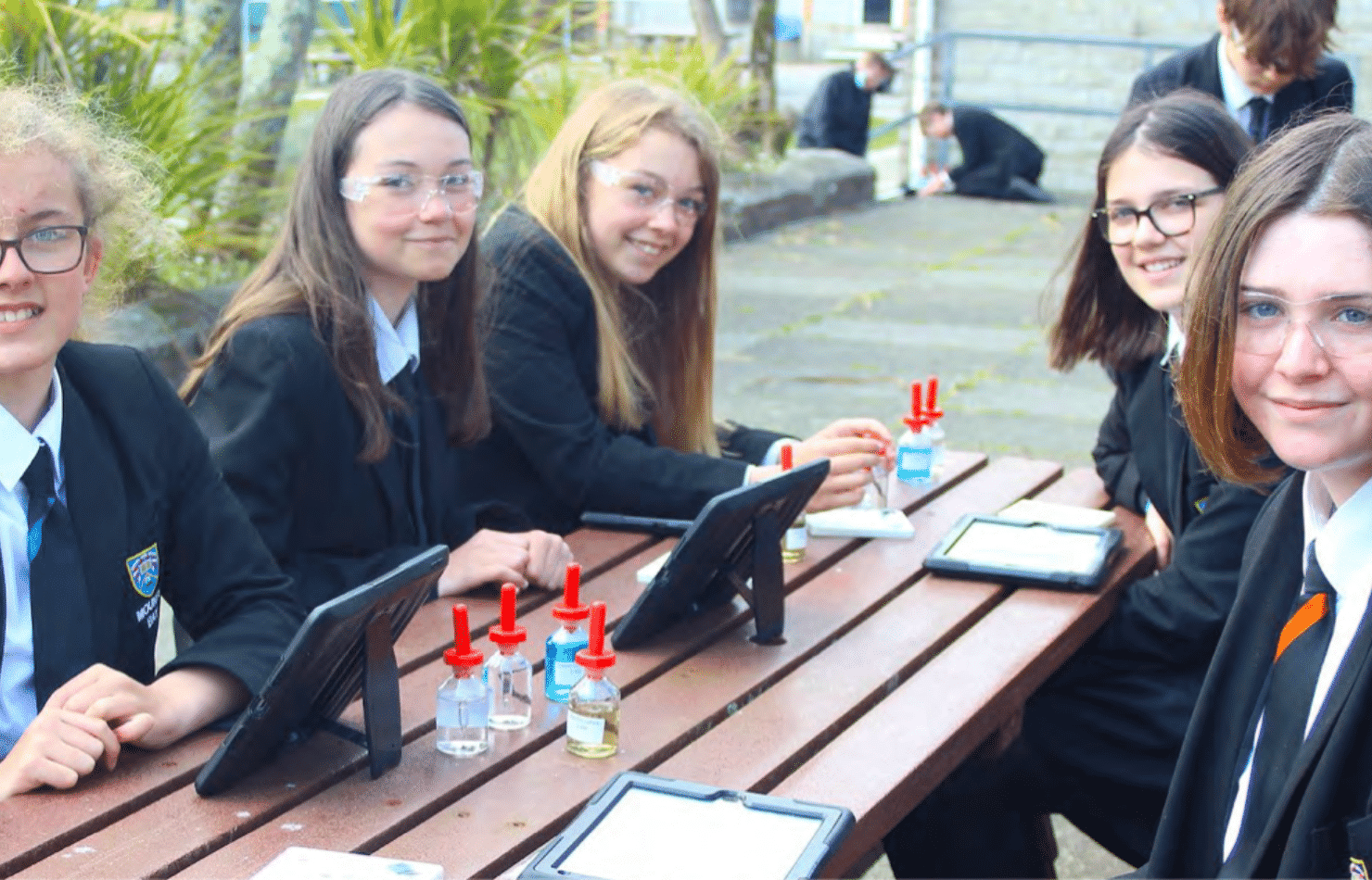 High School Students doing a science experiment