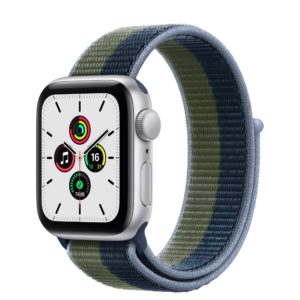Apple Watch SE Silver Aluminium Case with Abyss Blue/Moss Green Sport Loop