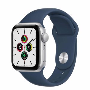 Apple Watch SE Silver Aluminium Case with Abyss Blue Sport Band