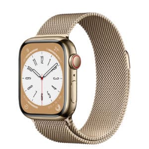 Apple Watch Series 8 GPS + Cellular Gold Stainless Steel Case with Gold Milanese Loop