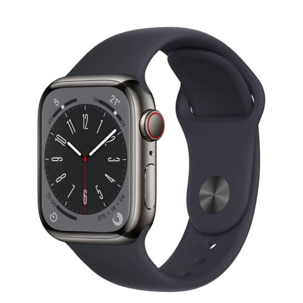 Apple Watch Series 8 GPS + Cellular Graphite Stainless Steel Case with Midnight Sport Band