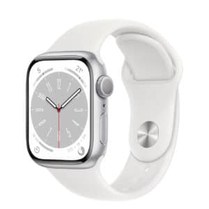 Apple Watch Series 8 Silver Aluminium Case with White Sport Band