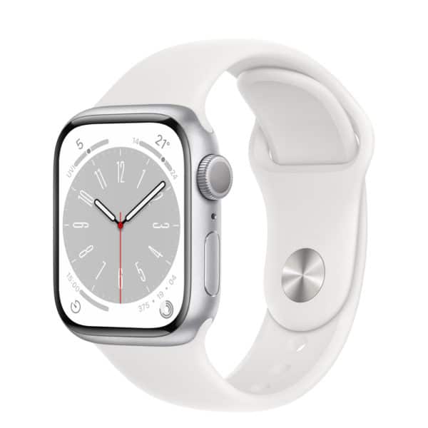 Apple Watch Series 8 Silver Aluminium Case with White Sport Band