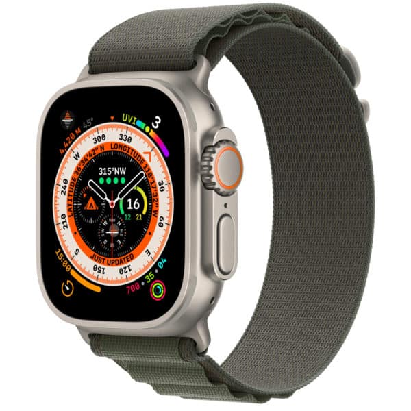 Apple Watch Ultra GPS + Cellular Titanium Case with Green Alpine Loop
