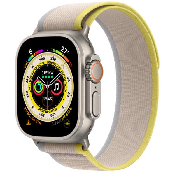 Apple Watch Ultra GPS + Cellular Titanium Case with Yellow/Beige Trail Loop