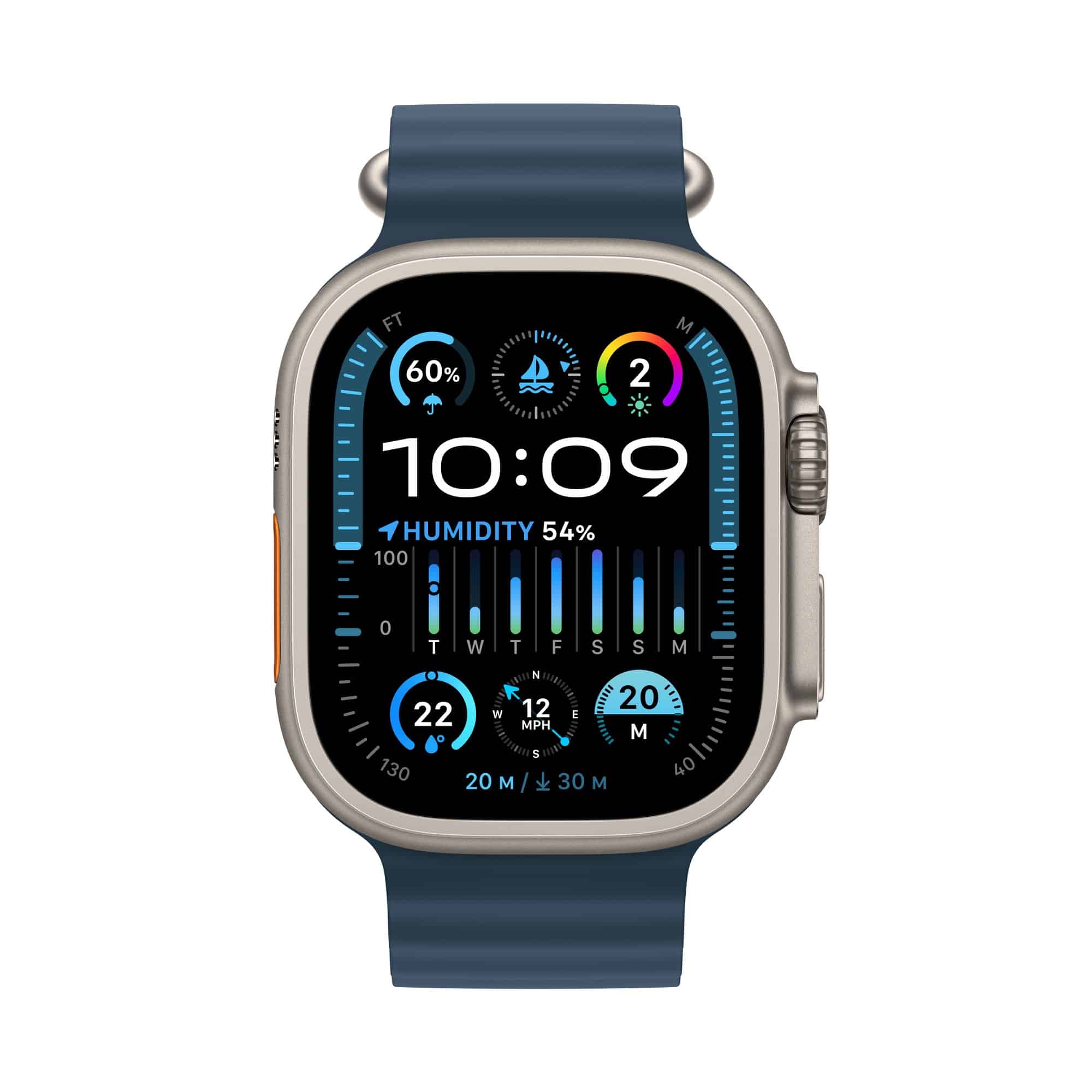 Apple Watch Ultra 2 GPS + Cellular Titanium Case with Blue Ocean Band - Image 2