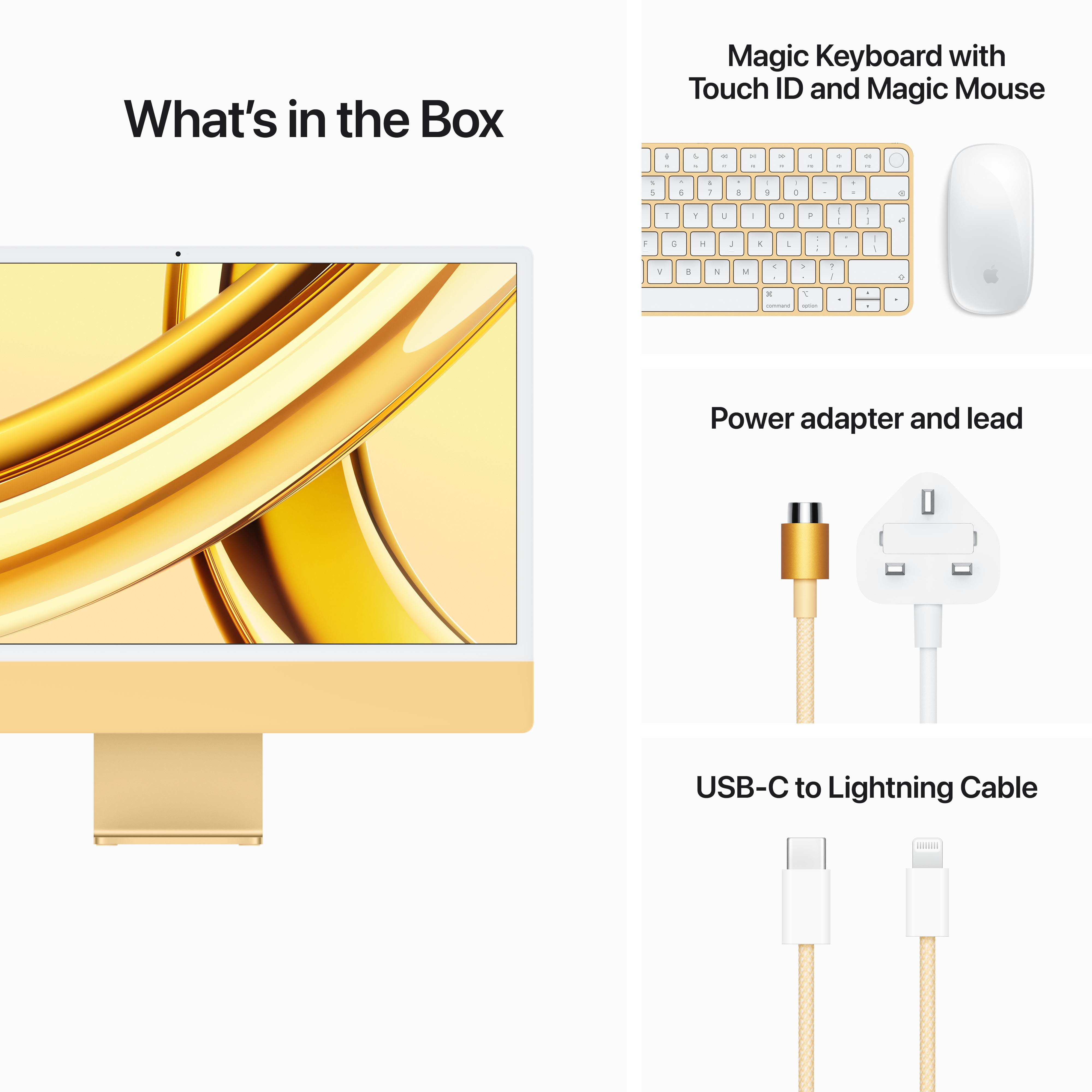 24-inch iMac with Retina 4.5K display: Apple M3 chip with 8‑core CPU and  10‑core GPU, 512GB SSD - Yellow