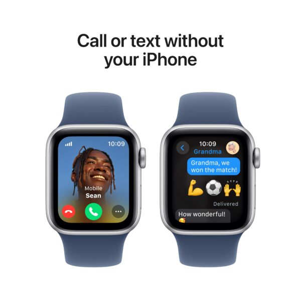 Apple Watch SE Silver Aluminium Case with Denim Sport Band