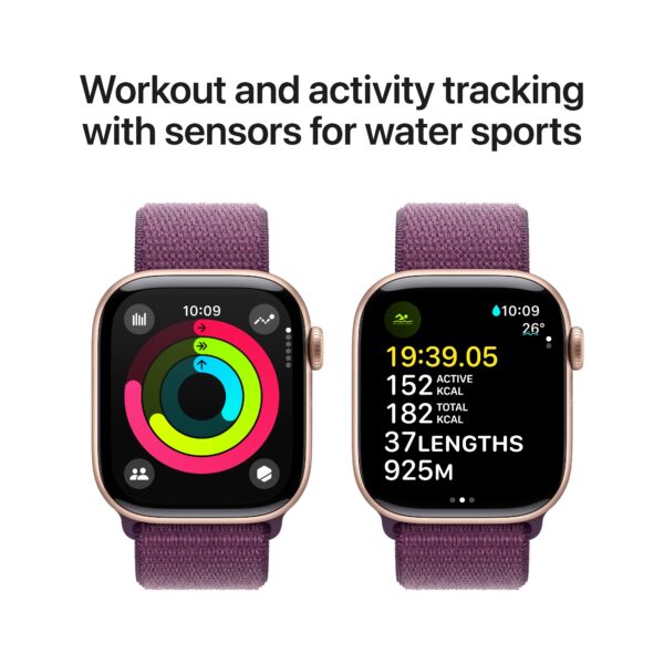 Apple Watch Series 10 GPS Rose Gold Aluminium Case with Plum Sport Loop
