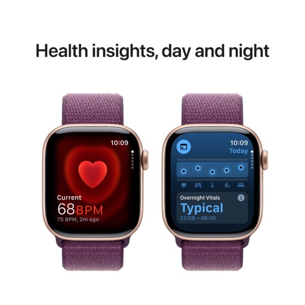 Apple Watch Series 10 GPS Rose Gold Aluminium Case with Plum Sport Loop
