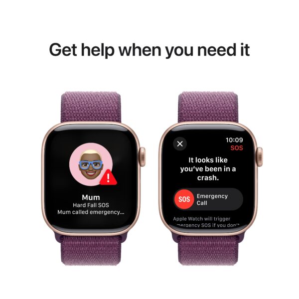 Apple Watch Series 10 GPS Rose Gold Aluminium Case with Plum Sport Loop