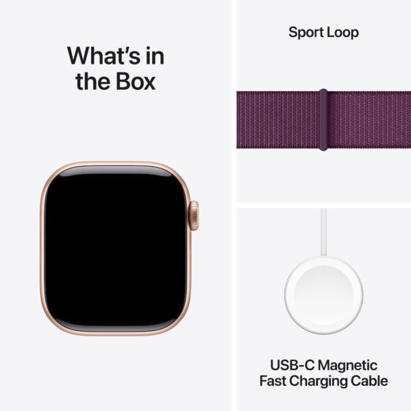 Apple Watch Series 10 GPS Rose Gold Aluminium Case with Plum Sport Loop