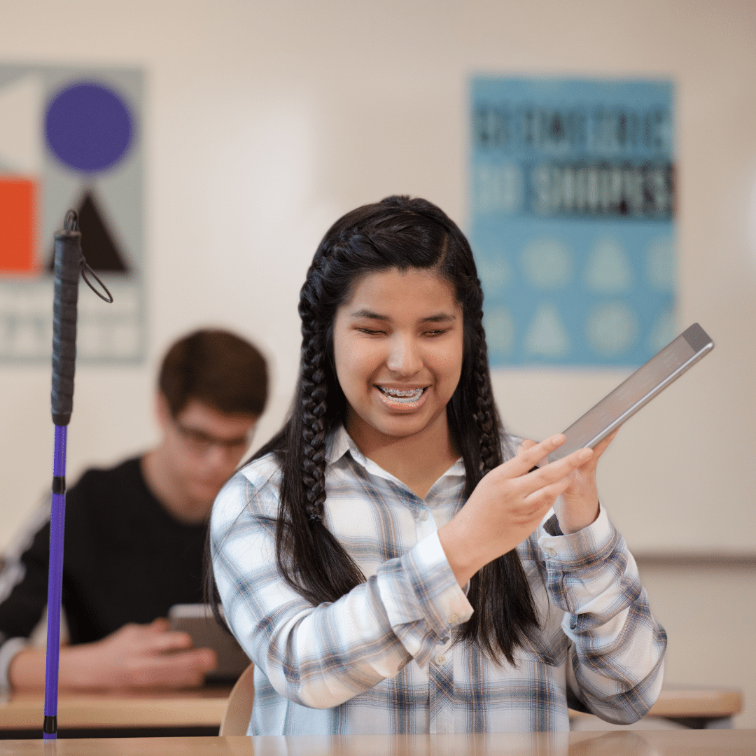SEND Student using iPad in the classroom