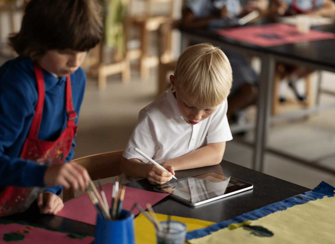 Pupil using his iPad and Apple Pencil