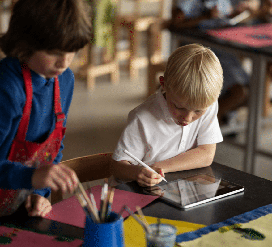 Pupil using his iPad and Apple Pencil