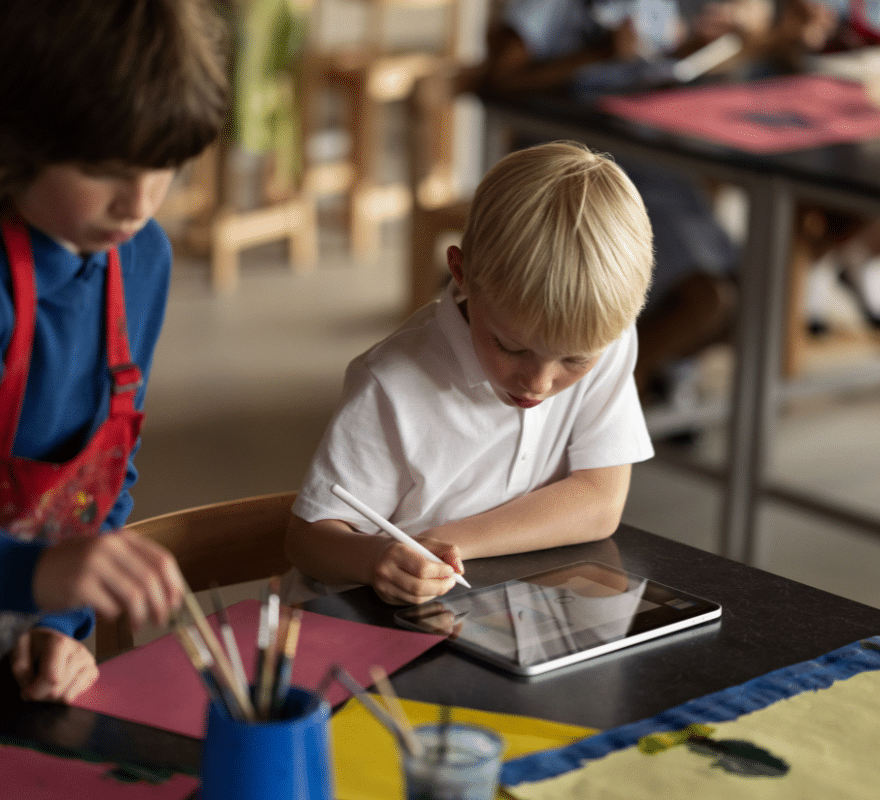 Pupil using his iPad and Apple Pencil