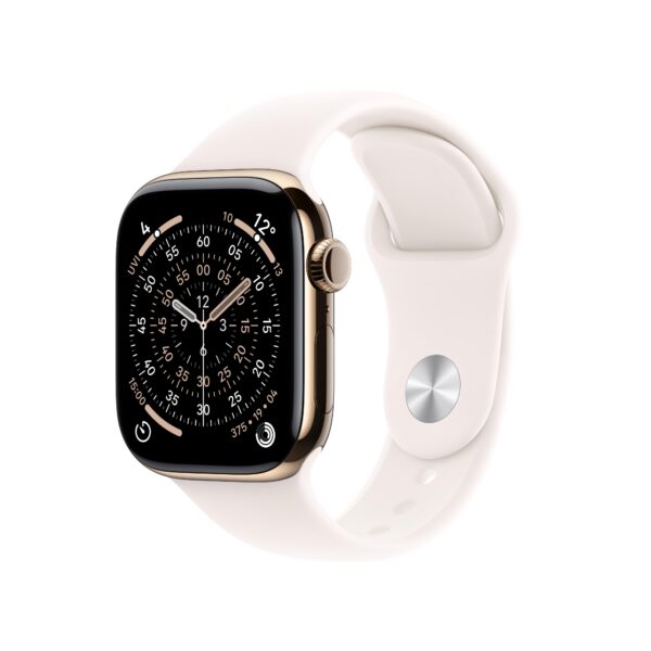 Apple Watch Series 11 GPS + Cellular Gold Titanium Case with Light Blush Sport Band
